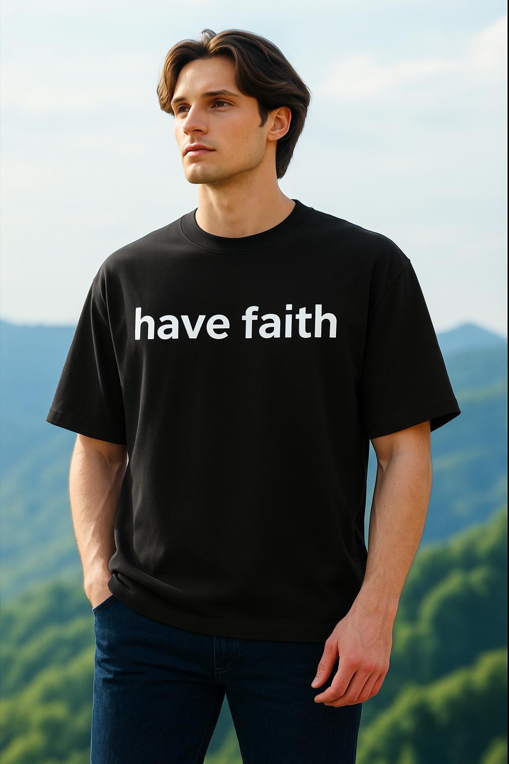 "Have Faith" Oversized Terry-Knit Unisex T-Shirt
