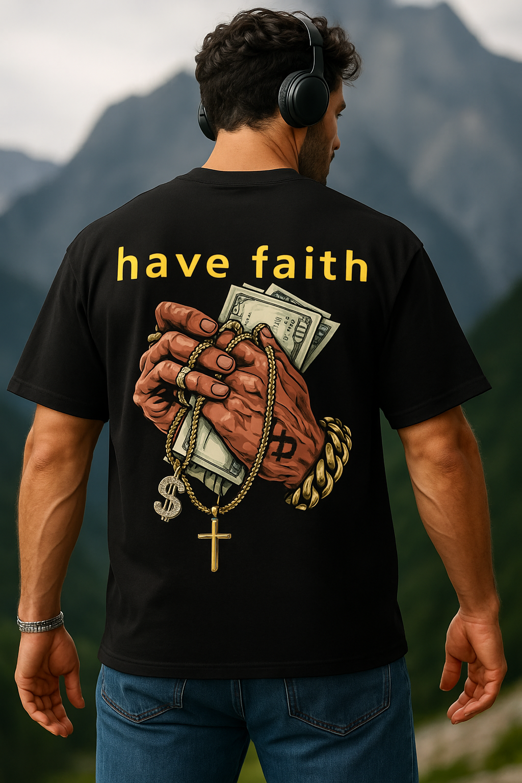 "Have Faith" Oversized Terry-Knit Unisex T-Shirt