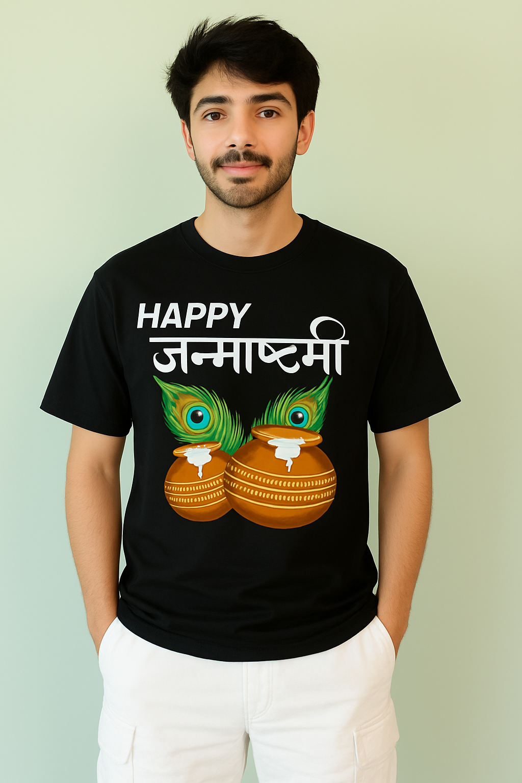 "Happy Janmashtami Unisex Graphic Tee – Celebrate in Style" Basic T-Shirt