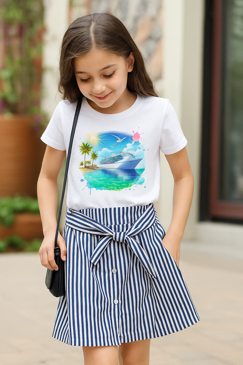 Vacation Time Girl's Crew Neck T-Shirt