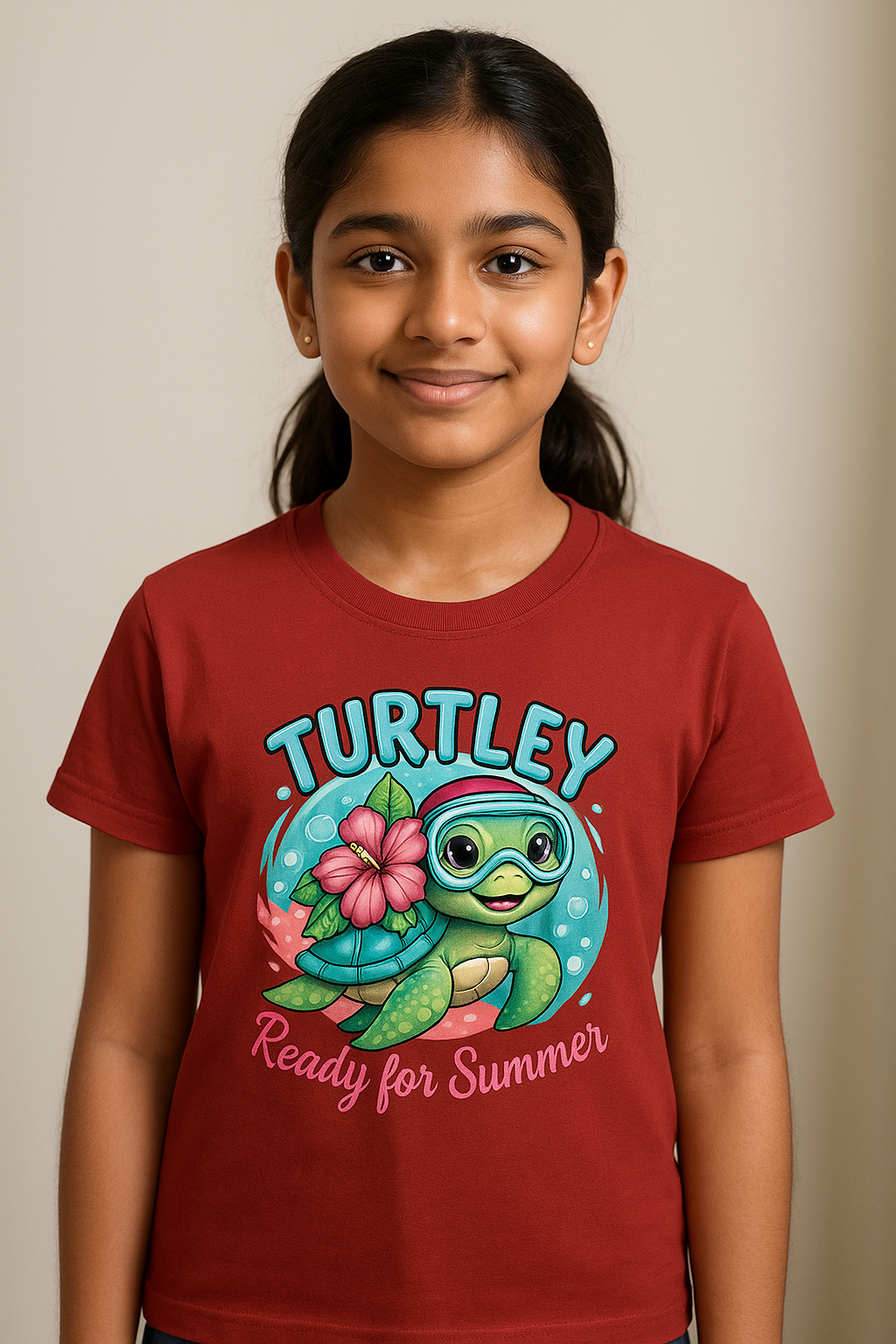 π’ Turtle Summer Girl's Crew Neck T-Shirt