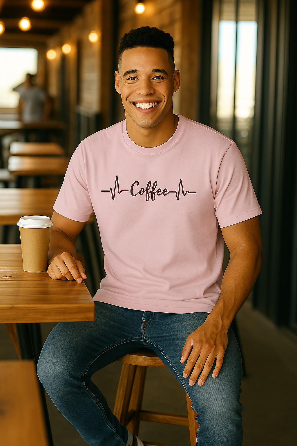 Wavy Coffee Tee – Brewed for Comfort, Unisex Classic Crew T-Shirt