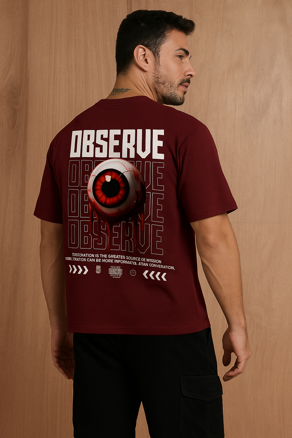 "Observe More Judge Less" Premium Oversized Unisex T-Shirt – 260 GSM | Eye Graphic Back