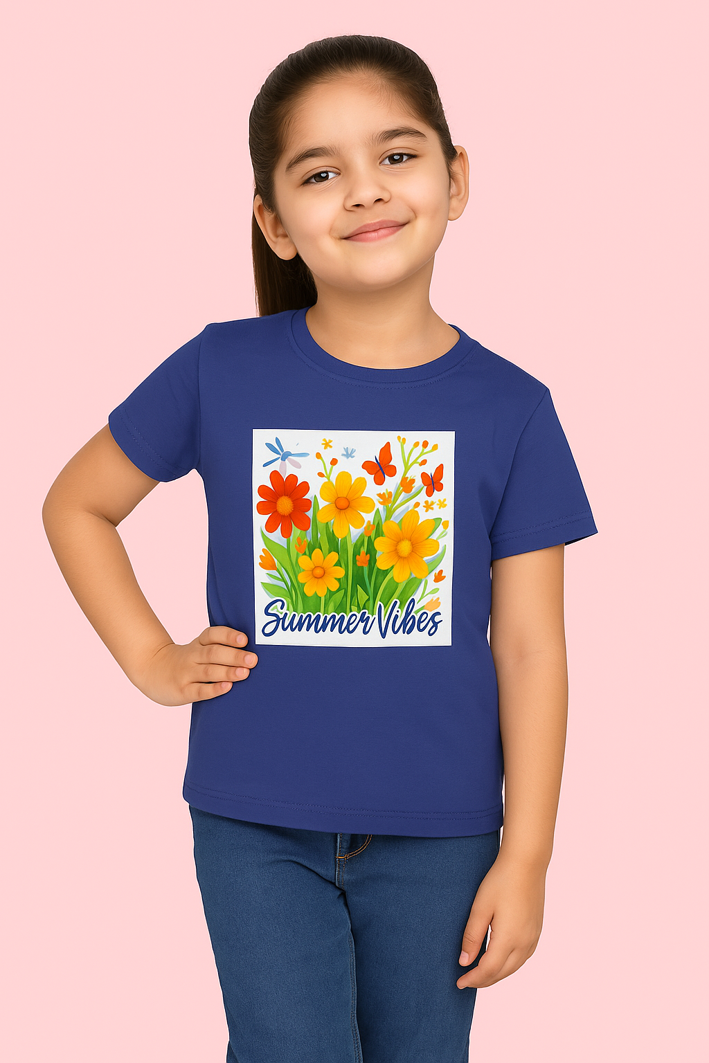 SUMMER VIBES  Girl's Crew Neck T-Shirt