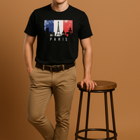 Paris Vibes Eiffel Tower Graphic Tee Men Classic Crew T-Shirt