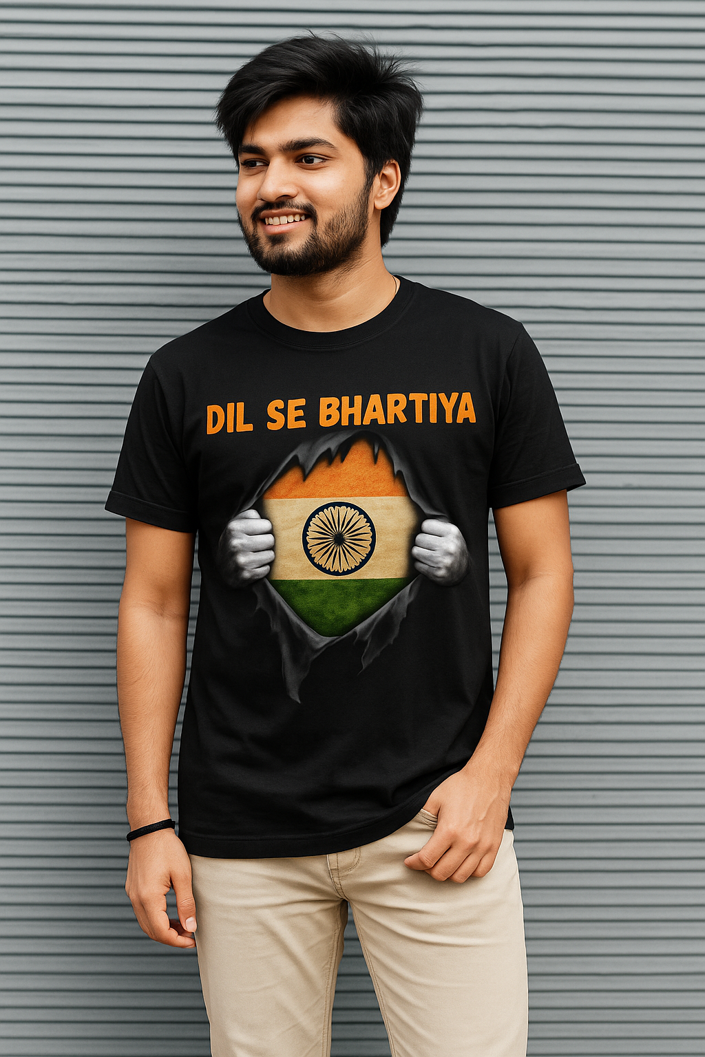 "Dil Se Bhartiya" Patriotic Graphic T-Shirt – Black Edition UNISEX  T-Shirt